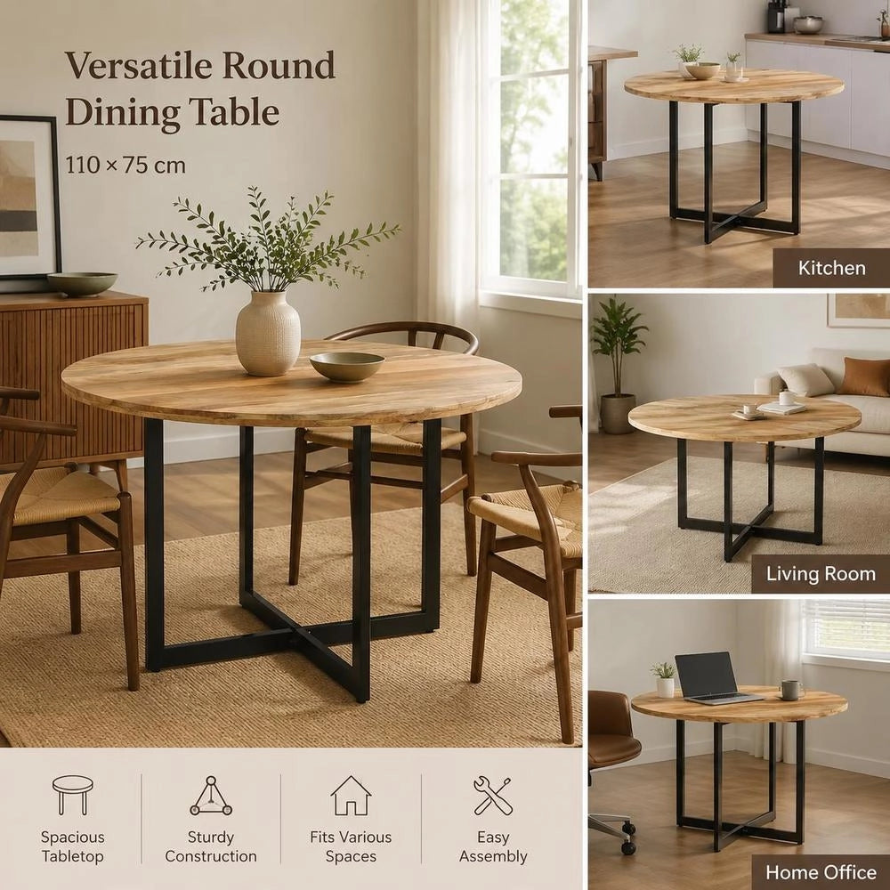 Dining Table 110x75 Cm Solid Mango Wood