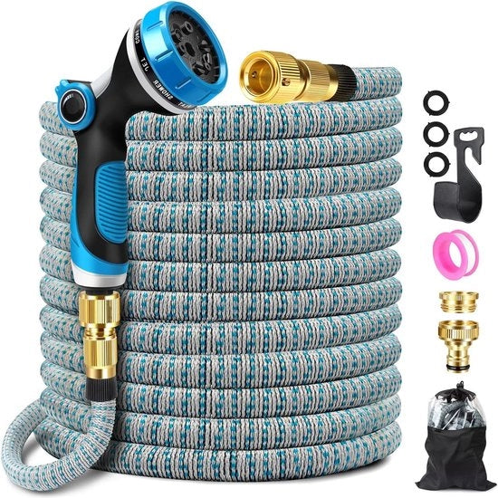 Serpentino per giardino sostenibile - 10 getti - connettori in ottone - tessuto robusto - 3750D - 4 strati di gomma - 15m