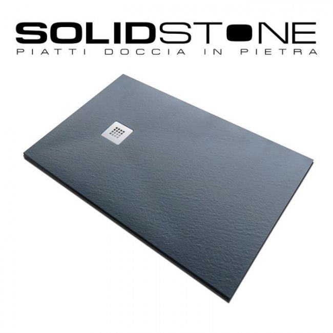 Piatto doccia in pietra SOLIDSTONE alto 2,8 cm - Antracite Grafite nero RAL 7016 - Misura: 90x100 x 2,8h