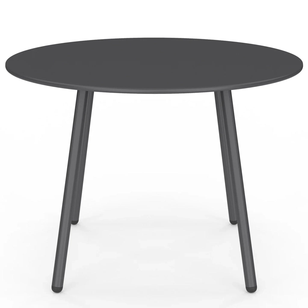 IDMarket - Set di mobili da giardino basso ARONA a 4 posti in metallo grigio antracite e cuscini grigi con divano, poltrone e tavolo