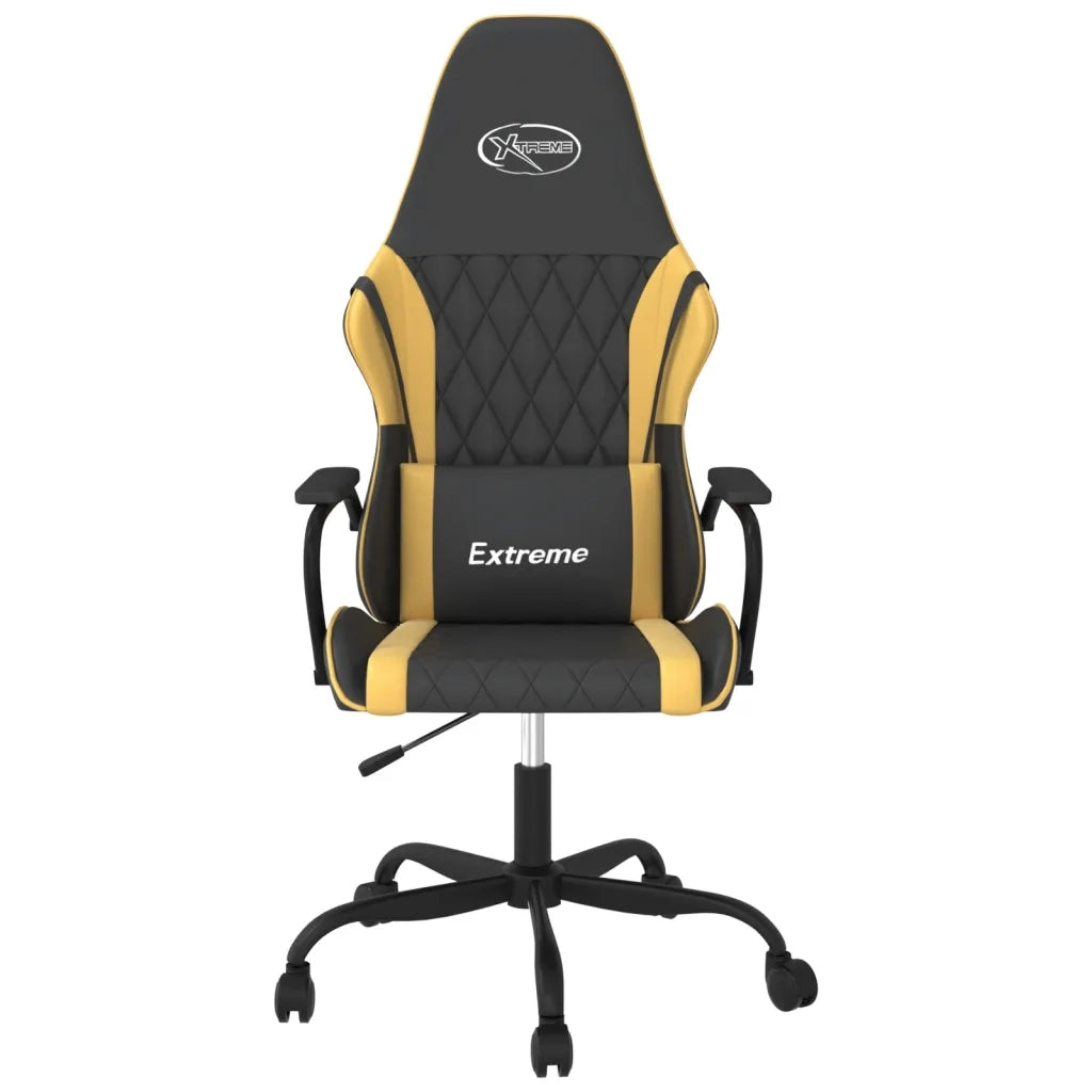 Sedia da Gaming | Sedia da e-sports Massaggiante Nero e Oro in Similpelle