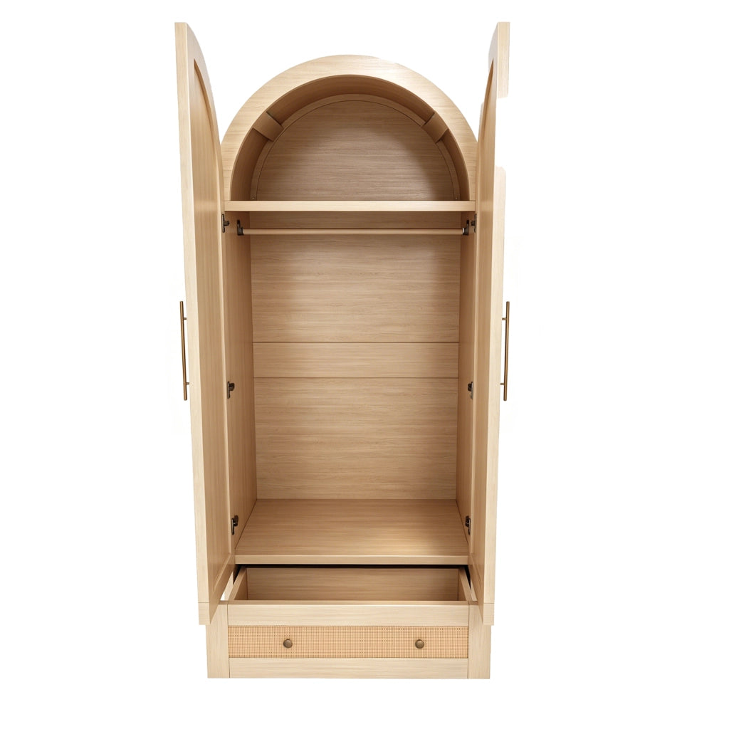 Armadio con 2 ante; 1 grande vano e 2 cassetti; ante effetto rattan; per camera da letto; 70 × 55 × 170 cm