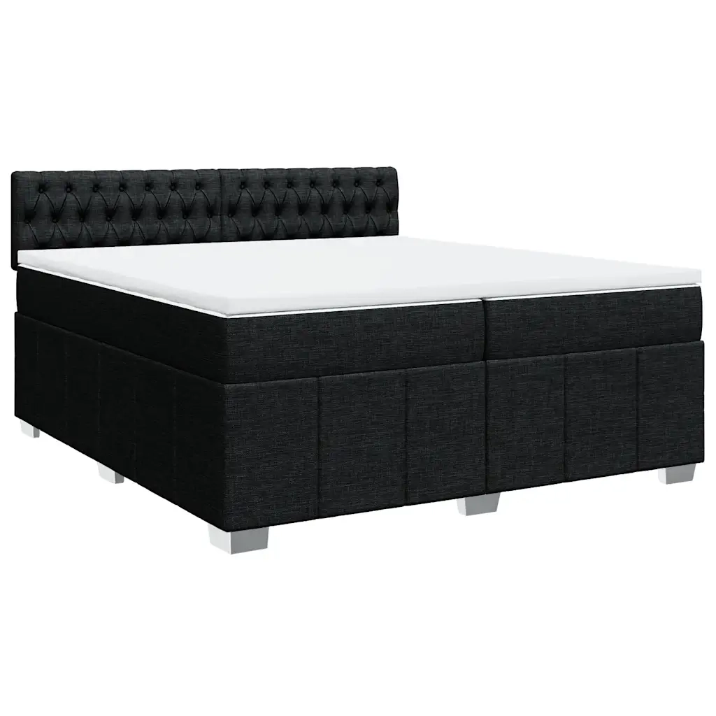 vidaXL Giroletto a Molle con Materasso Nero 200x200 cm in Tessuto
