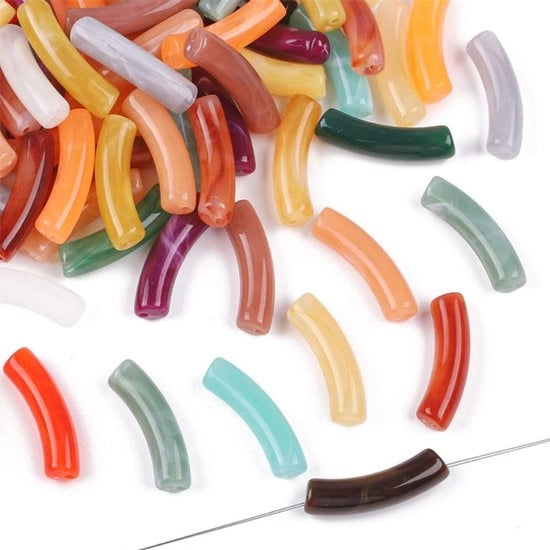 Acquasanti 20 pezzi - Basi acriliche curve - Lunghezza 32 mm - Diametro fori 2,0 mm - Accessori per gioielli/Halsketting - Colori misti - Basi acriliche
