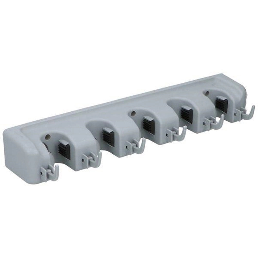 Portascope da Muro 5 Posti 6 Ganci Rastrelliera Porta Scopa Utensili Salvaspazio