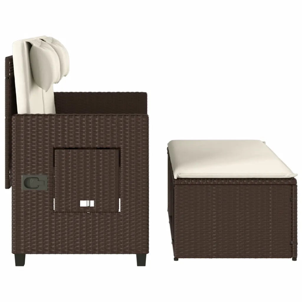 Panca Reclinabile da Giardino con Cuscini Marrone in Polyrattan 365818