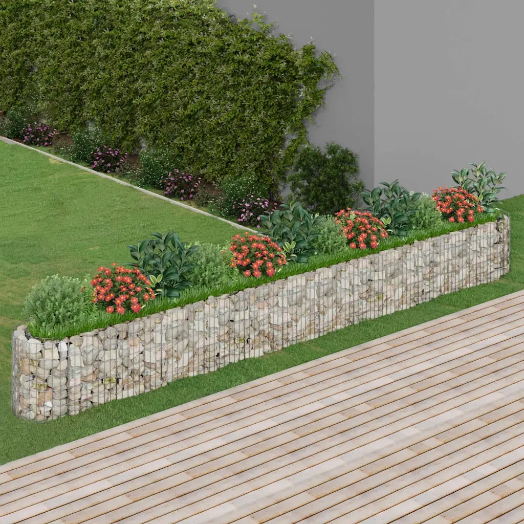 Gabbione con Fioriere | Cassetta per fiori | Letto Rialzato in Acciaio Zincato 470x50x50 cm