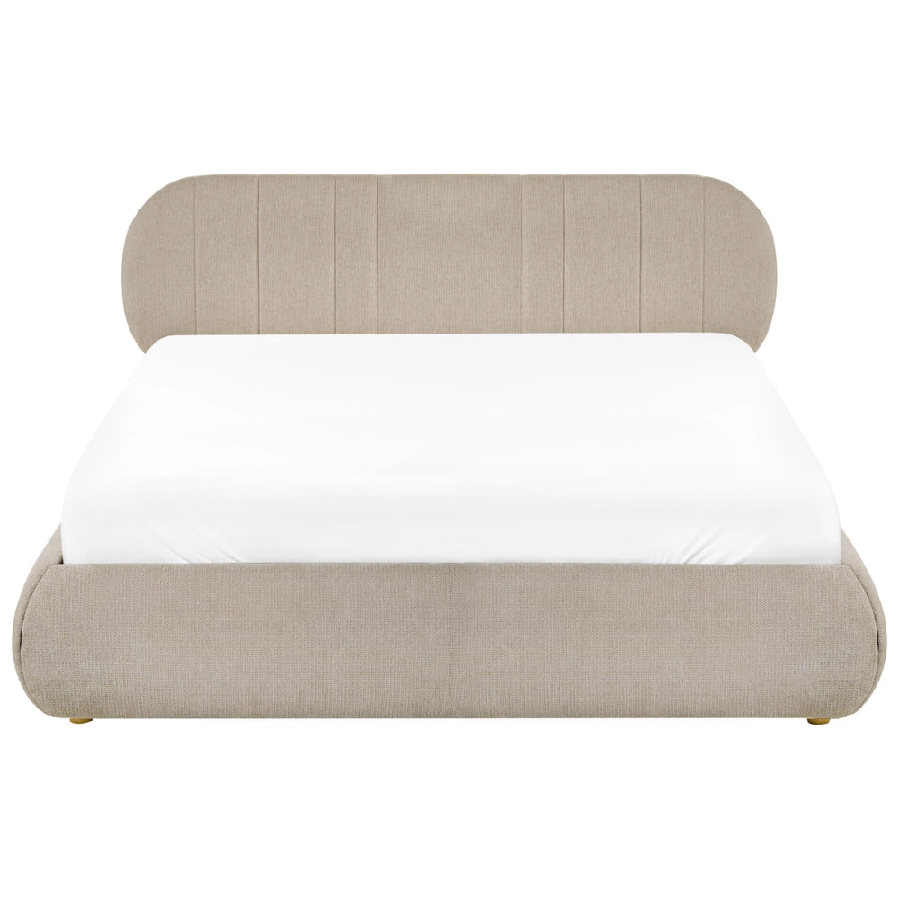 Letto matrimoniale imbottito con struttura a molle a sollevamento trapuntato 160 x 200 tortora e contenitore sollevabile