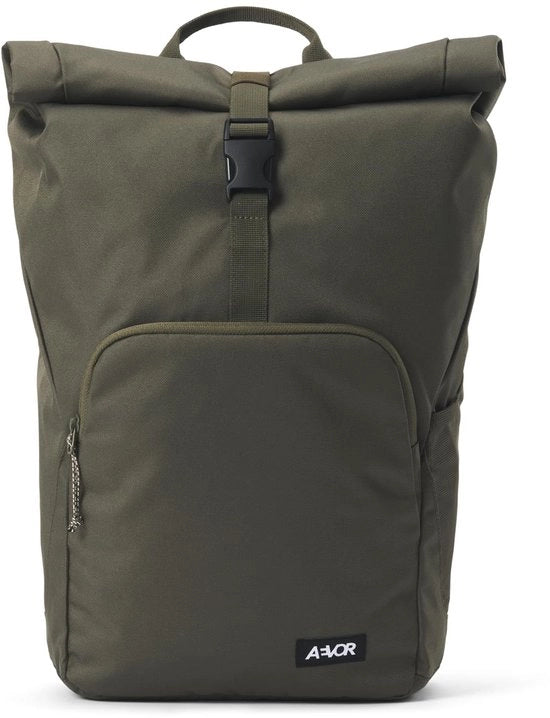 Borsa Rolltop Piccola, 22-25 litri, 14 pollici portaporta laptop, tasetto, imbottitura ergonomico, leggera, per uso quotidiano, lavoro, scuola, borsa da lavoro, verde oliva