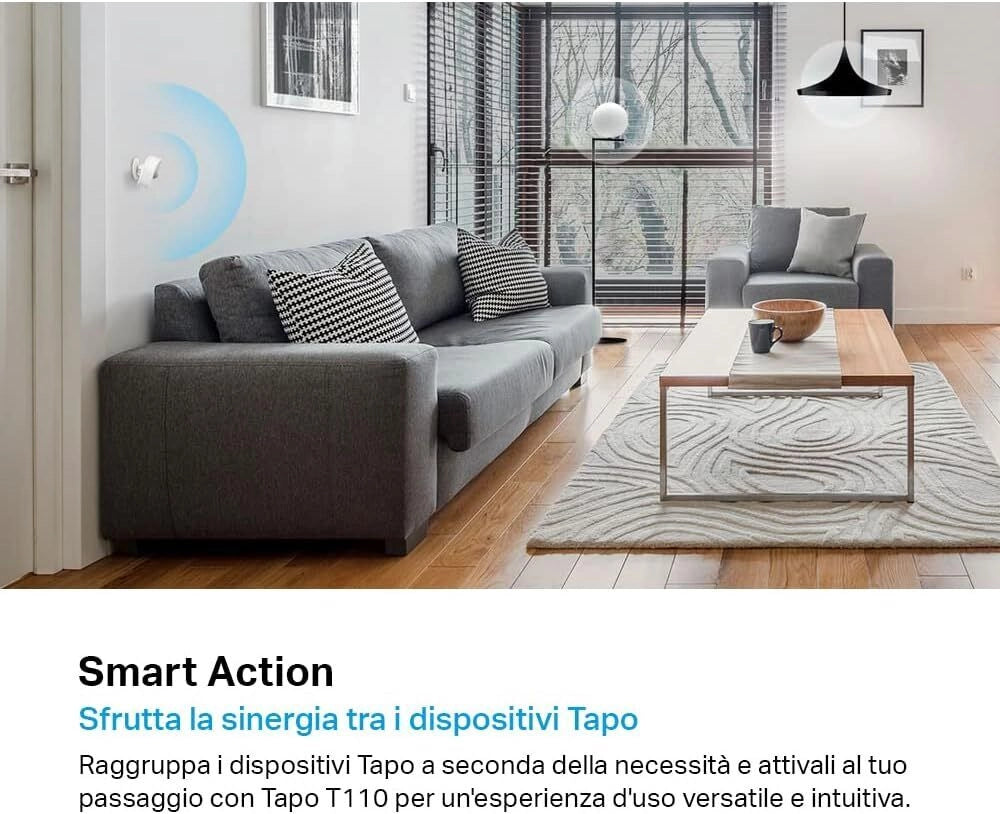 TP-Link Tapo T110 Smart Contact Sensor, Sensore di Contatto Intelligente, Domotica, Risparmio Energetico, Batteria Caricata, Avvisi di Intrusi, Hub Obbligatorio