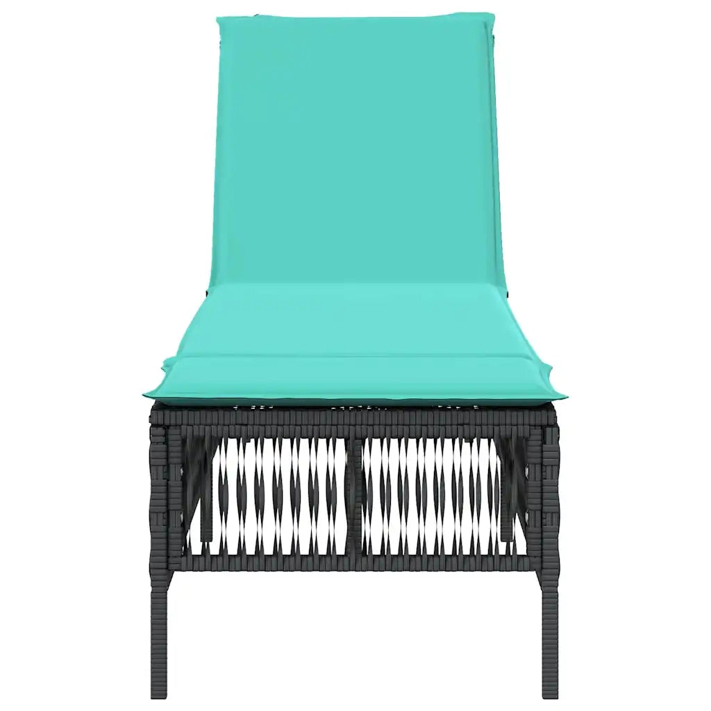Lettino prendisole con Cuscino in Polyrattan Nero 4002745