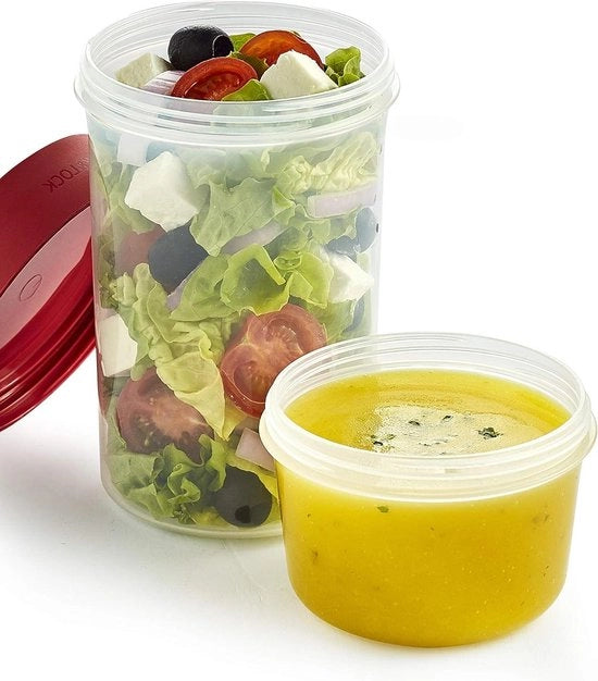 Contenitore a due vie per yogurt e muesli da asporto con coperchio a vite 760 ml 310 ml.
