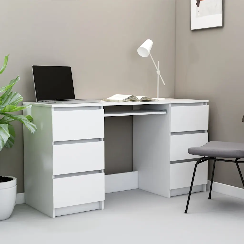 Scrivania | Tavolo da Ufficio Bianca 140x50x77 cm in Legno Multistrato