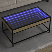 Tavolino da Salotto con LED Infinity-Tavolino da soggiorno Rovere Sonoma 90x50x41 cm