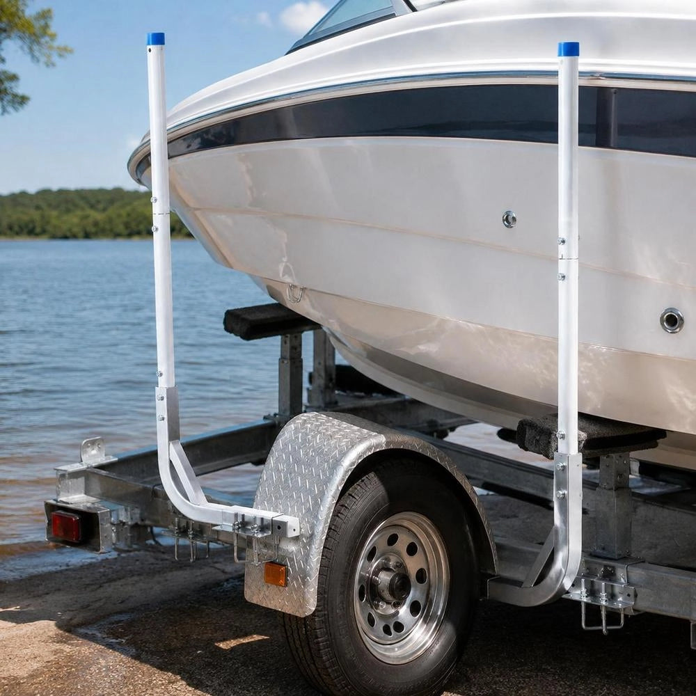 Boat Trailer Guides, 30.5 In/47.5 In Height Guide Poles, 2PCS High-Hardness Steel Trailer Guide-Ons, Adjustable Guide Poles With PVC Pipes, For Ski Boats, Compact Fishing Boats, Small Sailboat