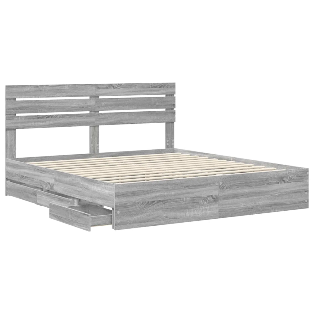 Struttura del letto con cassetto Grigio Sonoma 200 x 200 cm