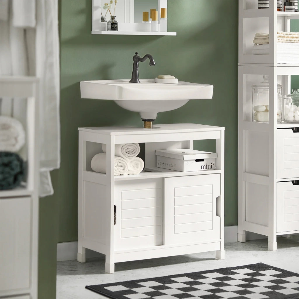 Mobile Sottolavabo Per Bagno con Poggiapiedi Sottolavabo Bagno Mobile Bagno Sottolavabo Bianco FRG128-W