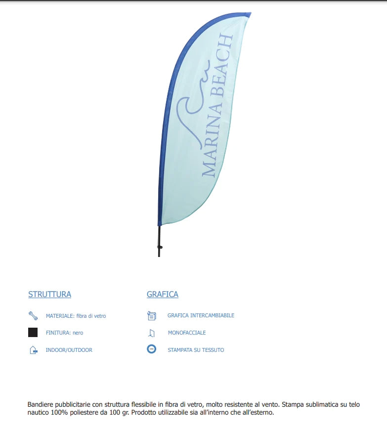 Bandiera a PIUMA con stampa varie misure - 240 cm