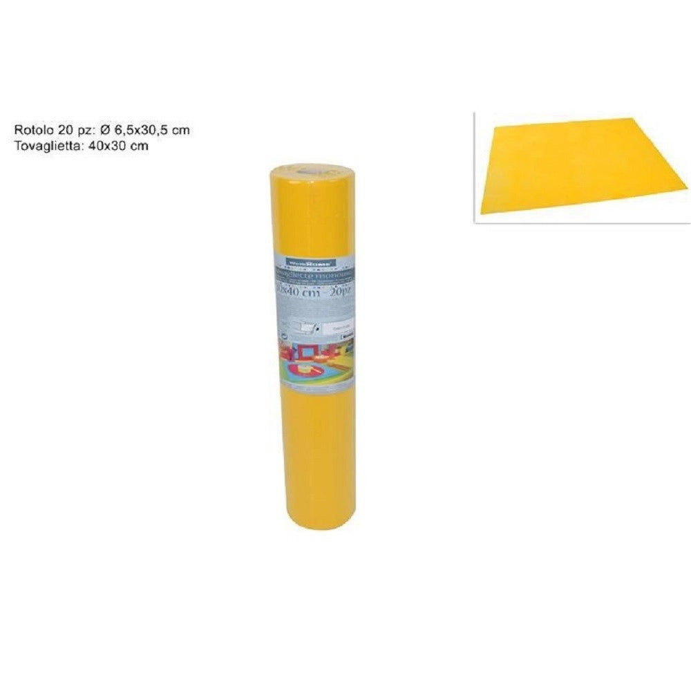 Trade Shop - Set 20 Pezzi Tovagliette Tovaglie A Strappo Runner Tnt Rullo 30 X 40 Cm Giallo -