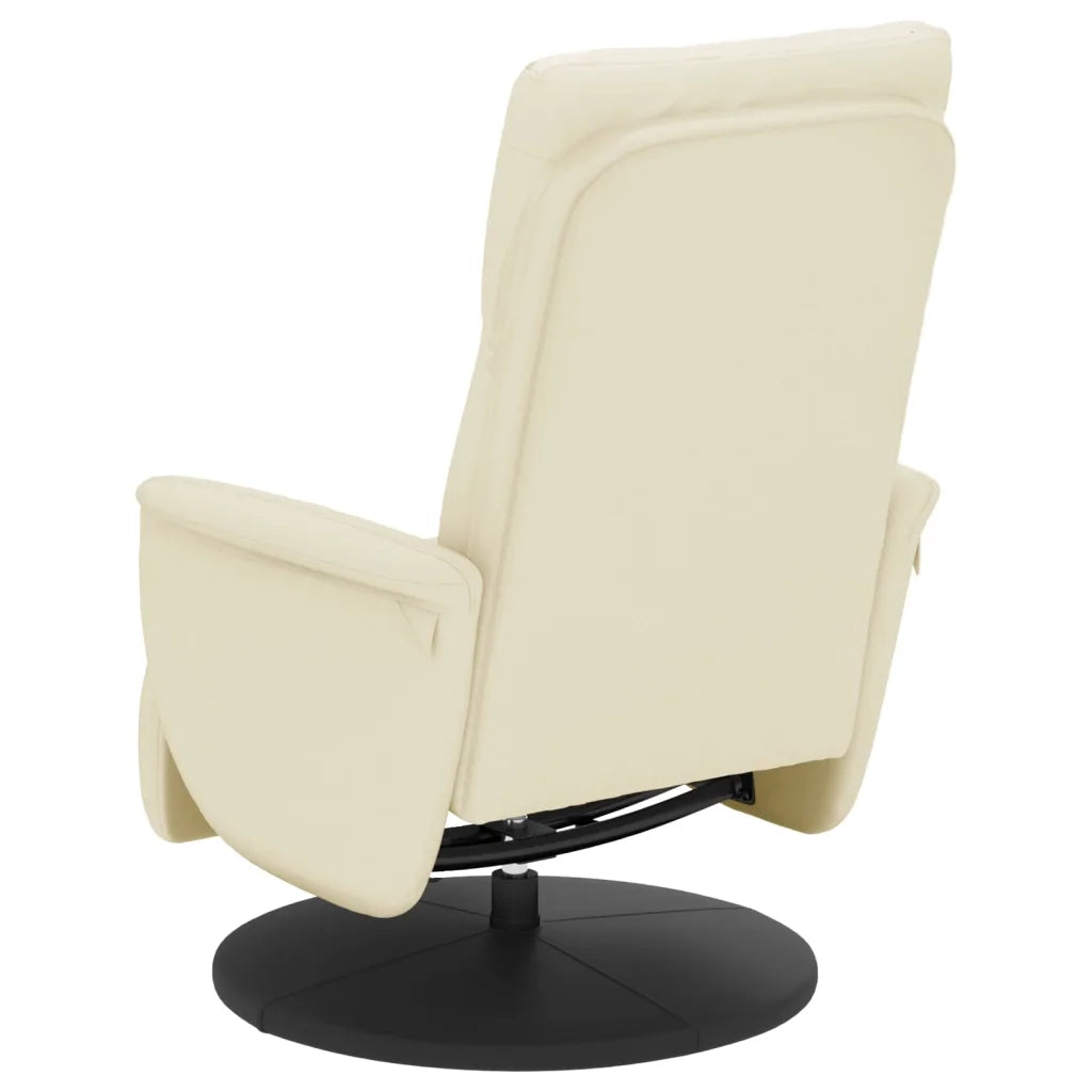 Divano Sedia-Poltrona Reclinabile con Poggiapiedi Crema in Similpelle 652811