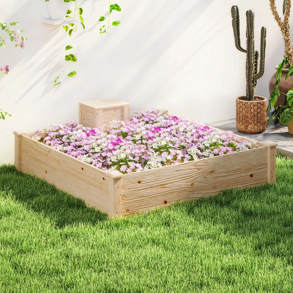 Fioriera da Esterno in Legno con Compostiera ¨C zephmum ¨C Legno 123x123x25.5 cm