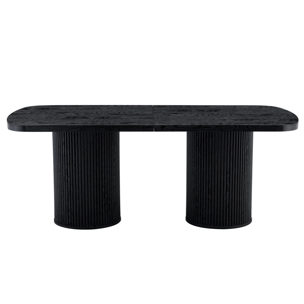 Tavolo da pranzo ovale per 6 8 persone con base scanalata in MDF nero 180 × 90 × 76 cm