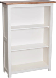 Biscottini Piccola libreria Country in legno massello di tiglio struttura bianca anticata piano finitura naturale L68xPR25xH98 cm. Made in
