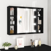 Mobile a Specchio con LED Nero 76x15x55 cm 808856