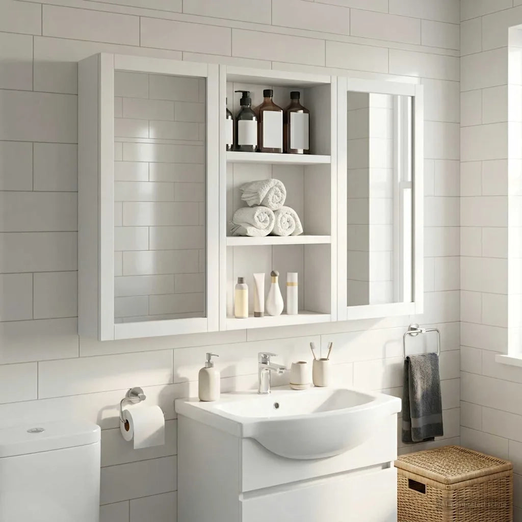 Armadio da bagno a muro con lo scaffale Bianco 30 x 10 x 50 cm