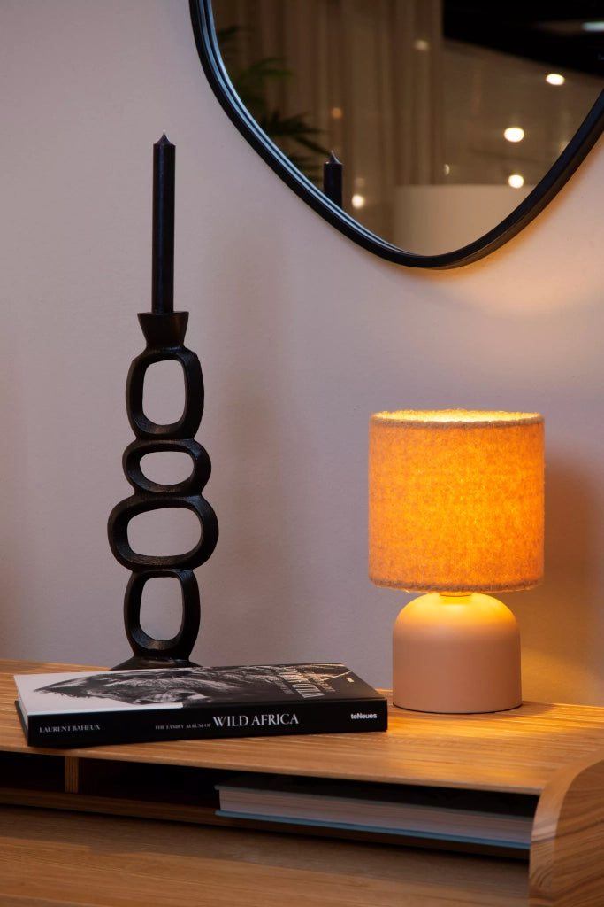 Lampada da tavolo arancione in cotone E14 Woolly Lucide