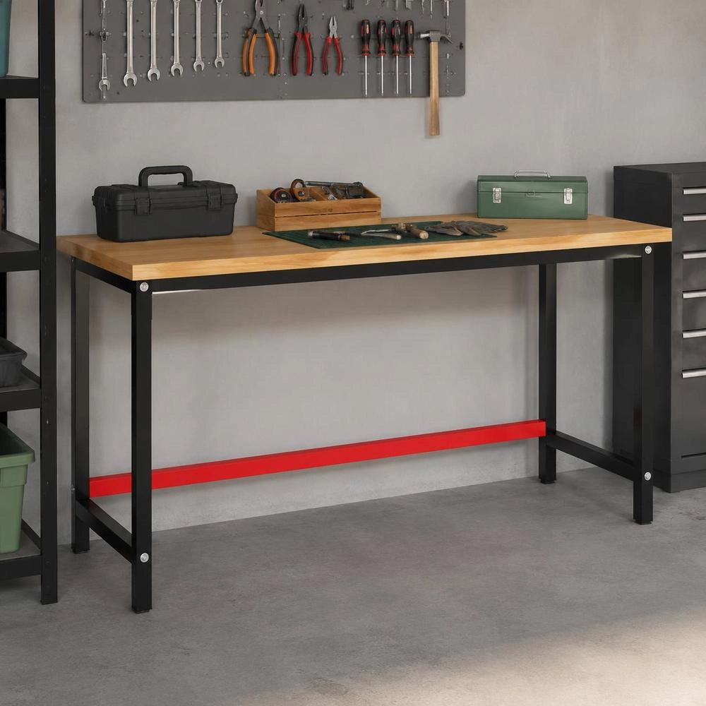 Workbench Frame, Matte Black And Matte Red, 180x57x79 Cm, Metal