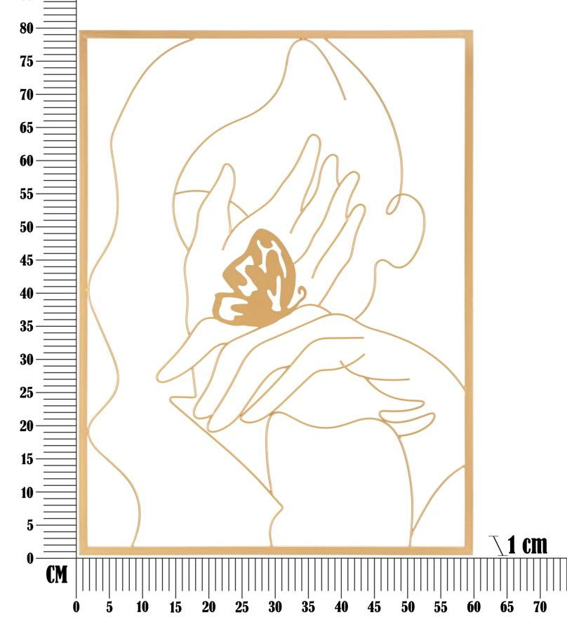 Pannello da Muro Hands on Face 60x1x80 cm in Ferro