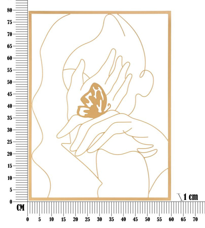 Pannello da Muro Hands on Face 60x1x80 cm in Ferro