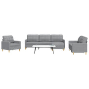 Set di Divani 4 pz con Poggiapiedi Grigio Chiaro in Tessuto