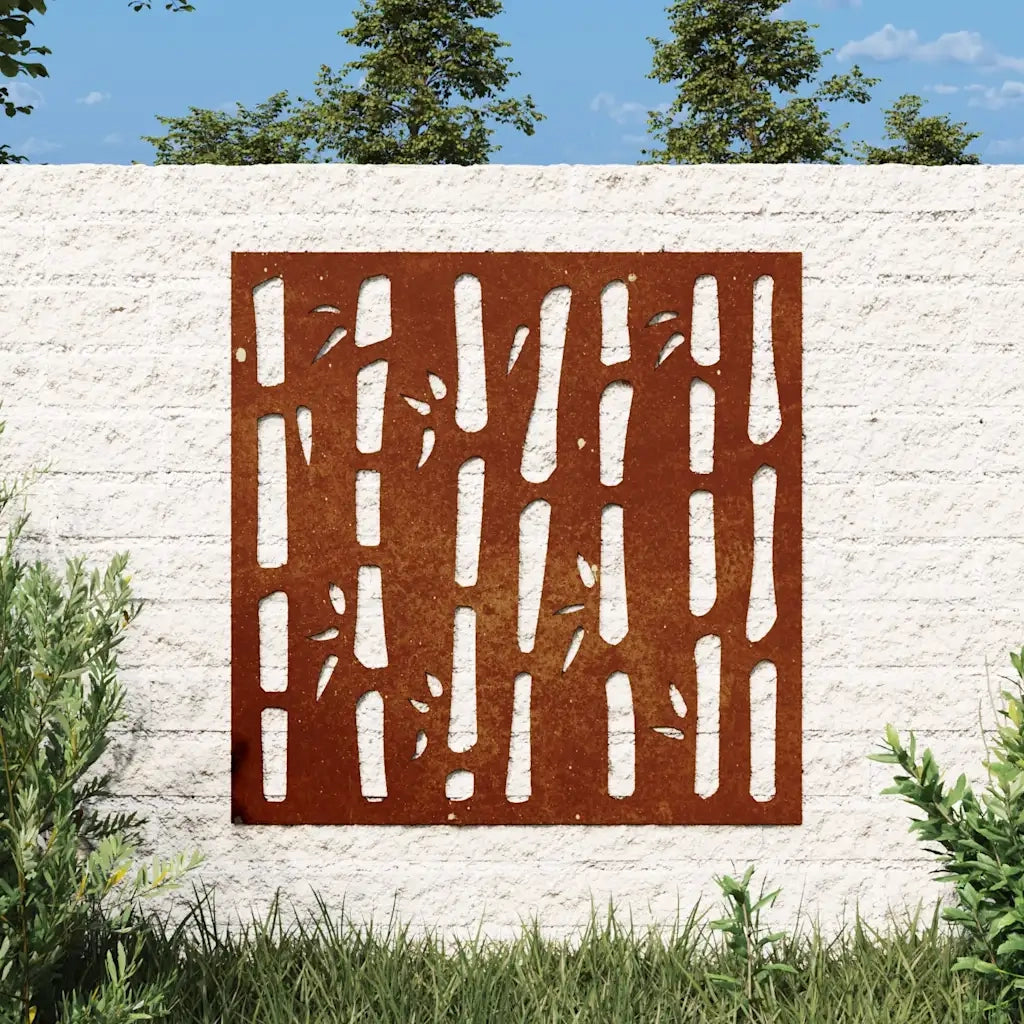 Decorazione Muro da Giardino 55x55 cm Bambù in Acciaio Corten 824482