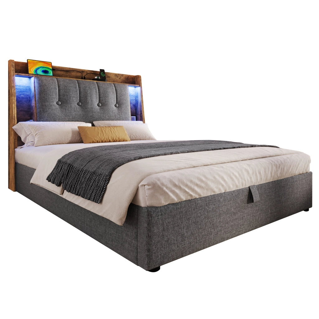 letto imbottito lino grigio 90 x 200 cm