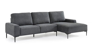 Divano 3 posti con Penisola 260x78/135x83 cm  in Fibra di Polipropilene Washington Grigio Scuro