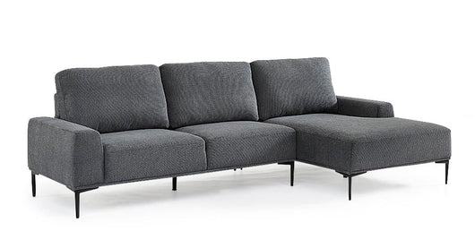 Divano 3 posti con Penisola 260x78/135x83 cm  in Fibra di Polipropilene Washington Grigio Scuro