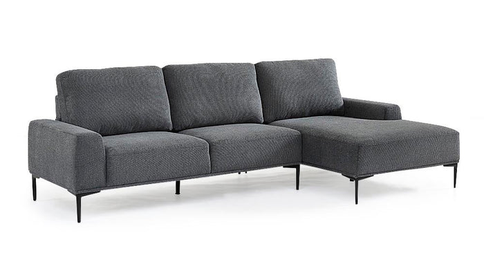 Divano 3 posti con Penisola 260x78/135x83 cm  in Fibra di Polipropilene Washington Grigio Scuro