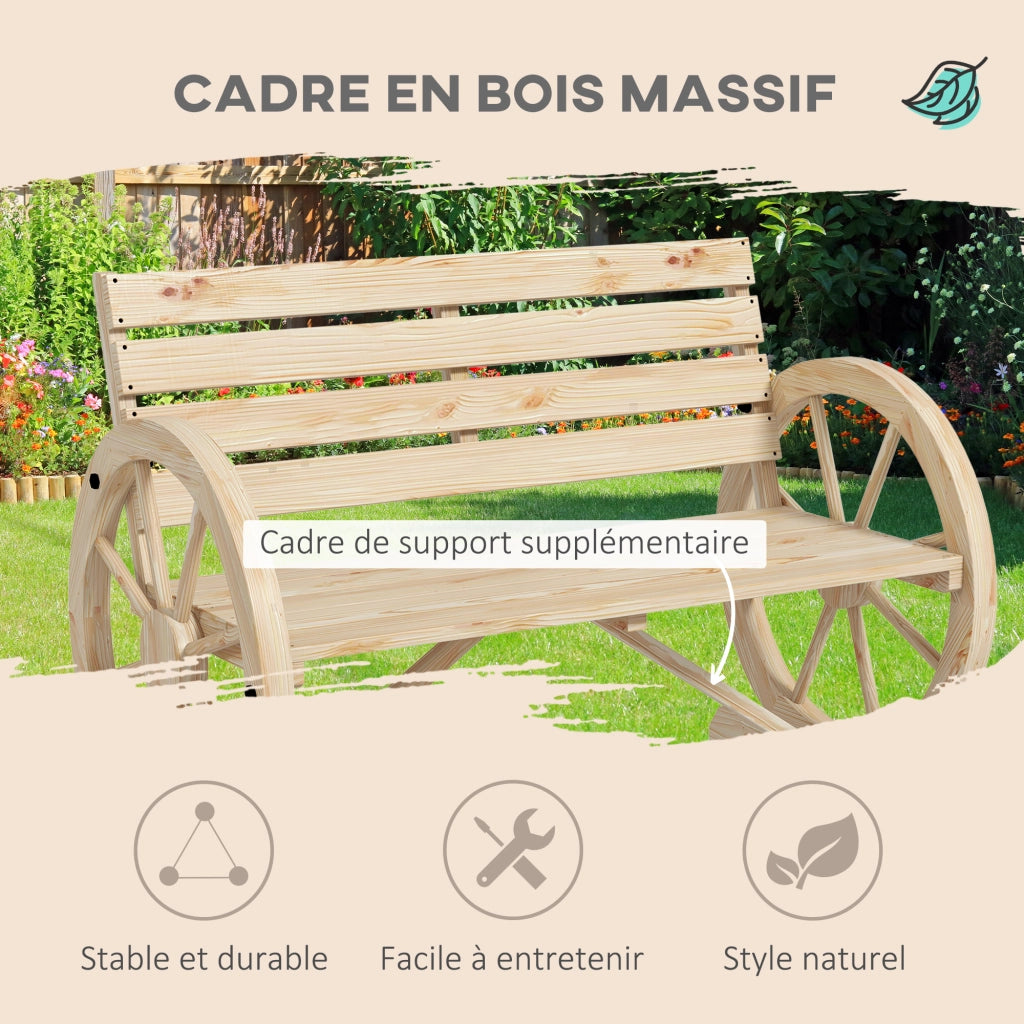 Panchina da Giardino 3 Posti in Legno con Ruote ¨C zephmum ¨C Effetto Legno Naturale