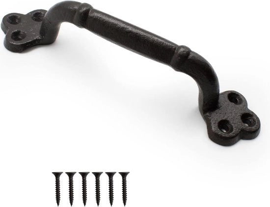 Maniglia per porte scorrevoli, maniglia per porte a serraggio, maniglie in ghisa per porte, nera, utilizzata per porte scorrevoli, garage, armadi, maniglie per bagni (lunghezza 220 mm)