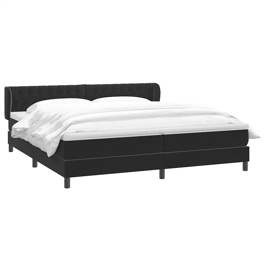 Giroletto a Molle con Materassi Nero 200x220 cm in Velluto 3317837