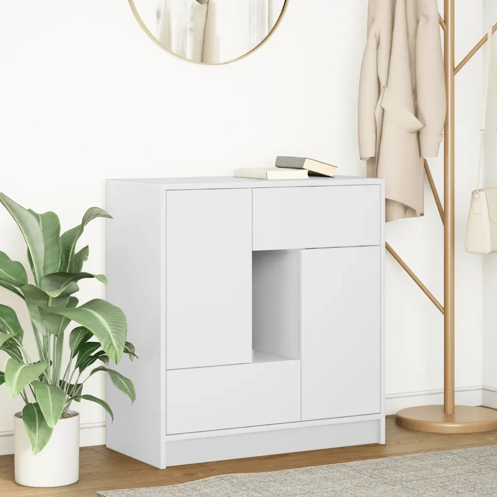 Credenza con Cassetti e Ante-Buffet-Armadio da cucina Bianco 70,5x34x74,5 cm