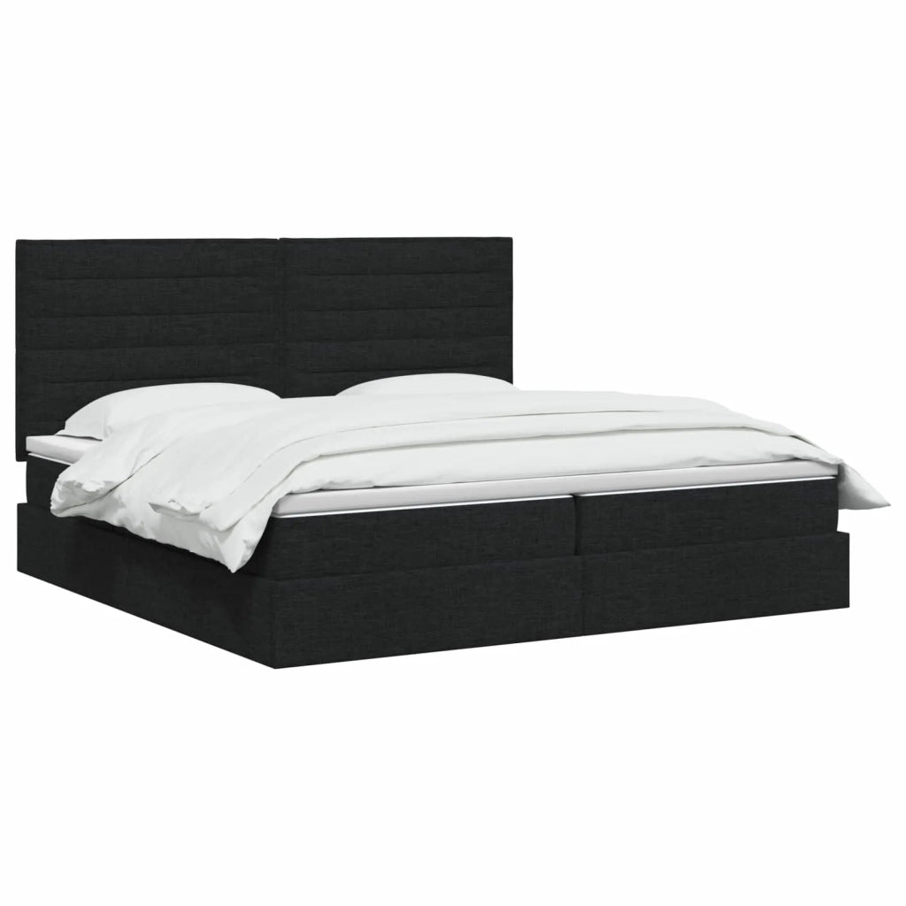 Letto con contenitore e materasso Nero 200 x 200 cm Tessuto 3459464