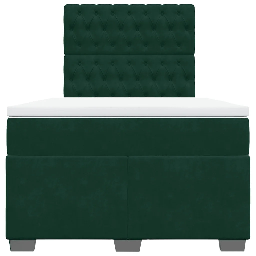 Giroletto a Molle con Materasso Verde Scuro 120x190 cm Velluto