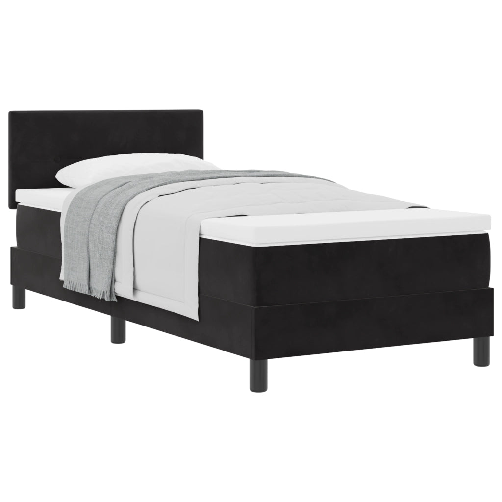 Letto Box Spring con Materasso Nero 100x200 cm Velluto