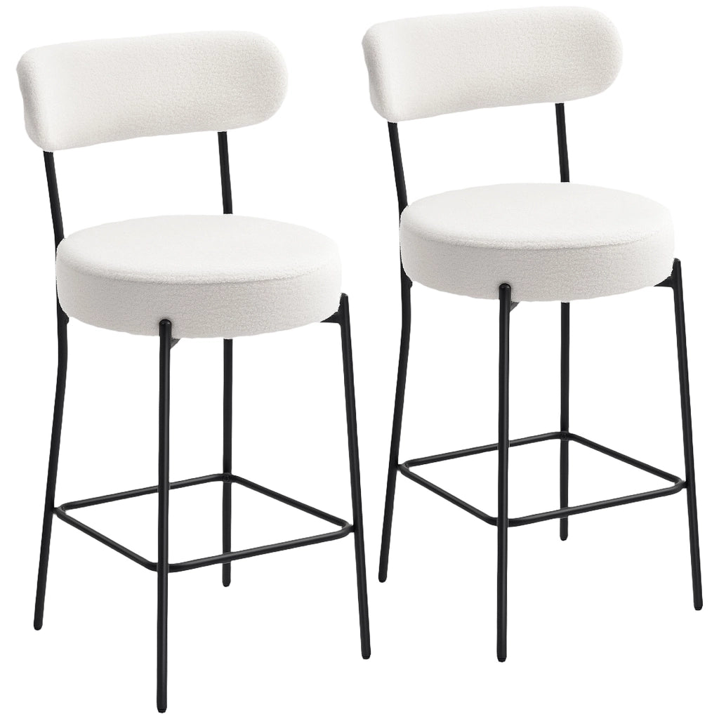 Sgabello da bar con schienale curvo e poggiapiedi ¨C zephmum ¨C 49x52x95 cm crema