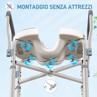 Sgabello da Doccia con Seduta Scanalata e Braccioli Altezza Regolabile e Piedini Antiscivolo Azzurro