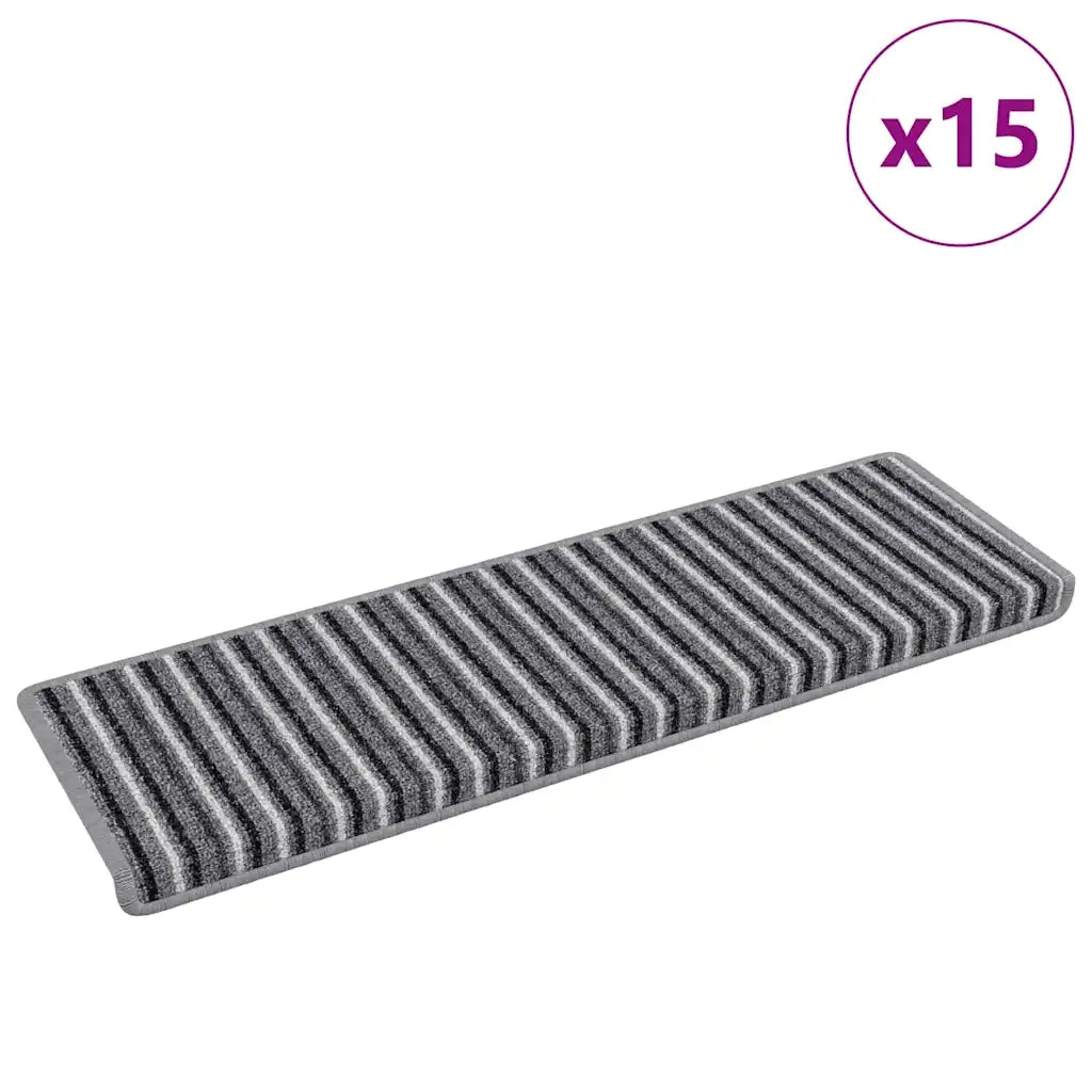 Tappetini per scale autoadesivi 15 pcs Grigio 65 x 21 x 4 cm 42011449