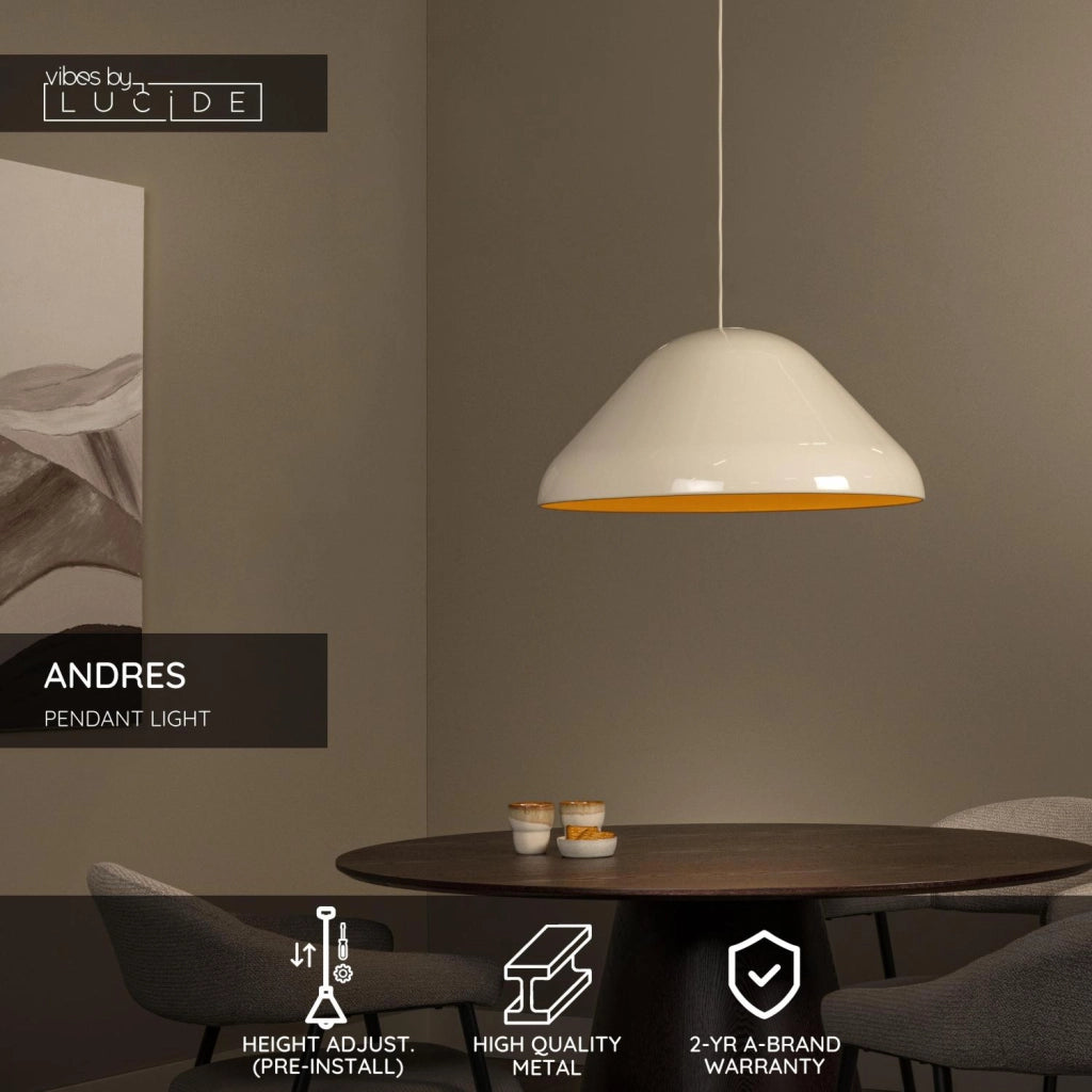 Lampada sospesa ANDRES 1xE27 crema metallo retro Lucide